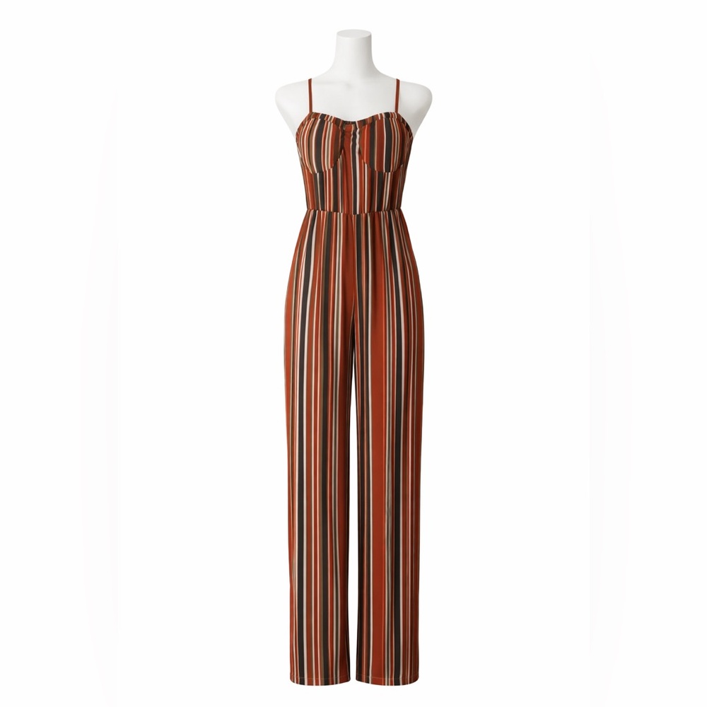 Striped Jumpsuit with Spaghetti Straps